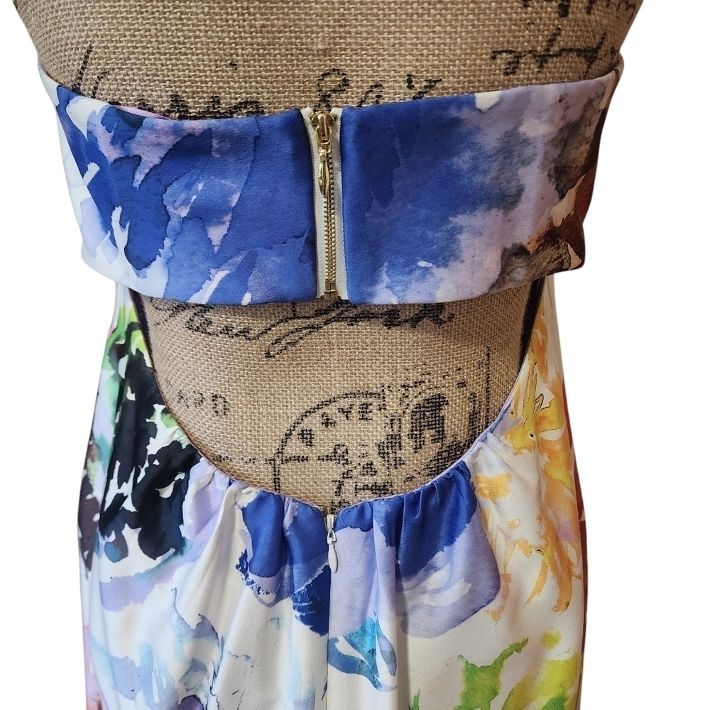 Nicole Miller Sleeveless Mini Lined Floral Watercolor Dress - 10 - Picture 7 of 13